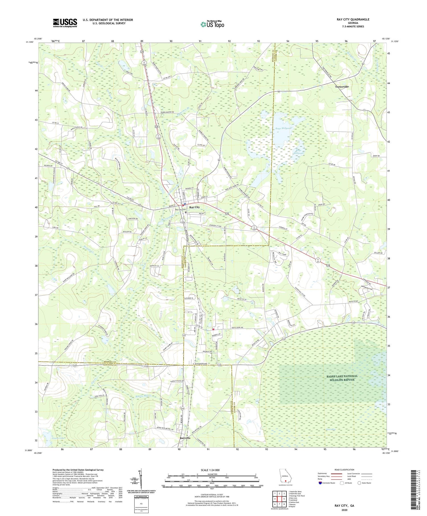 Ray City Georgia US Topo Map Image