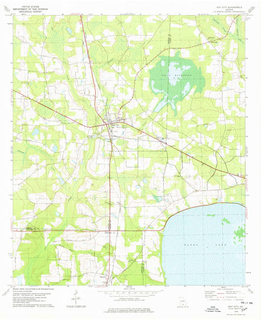 Classic USGS Ray City Georgia 7.5'x7.5' Topo Map Image
