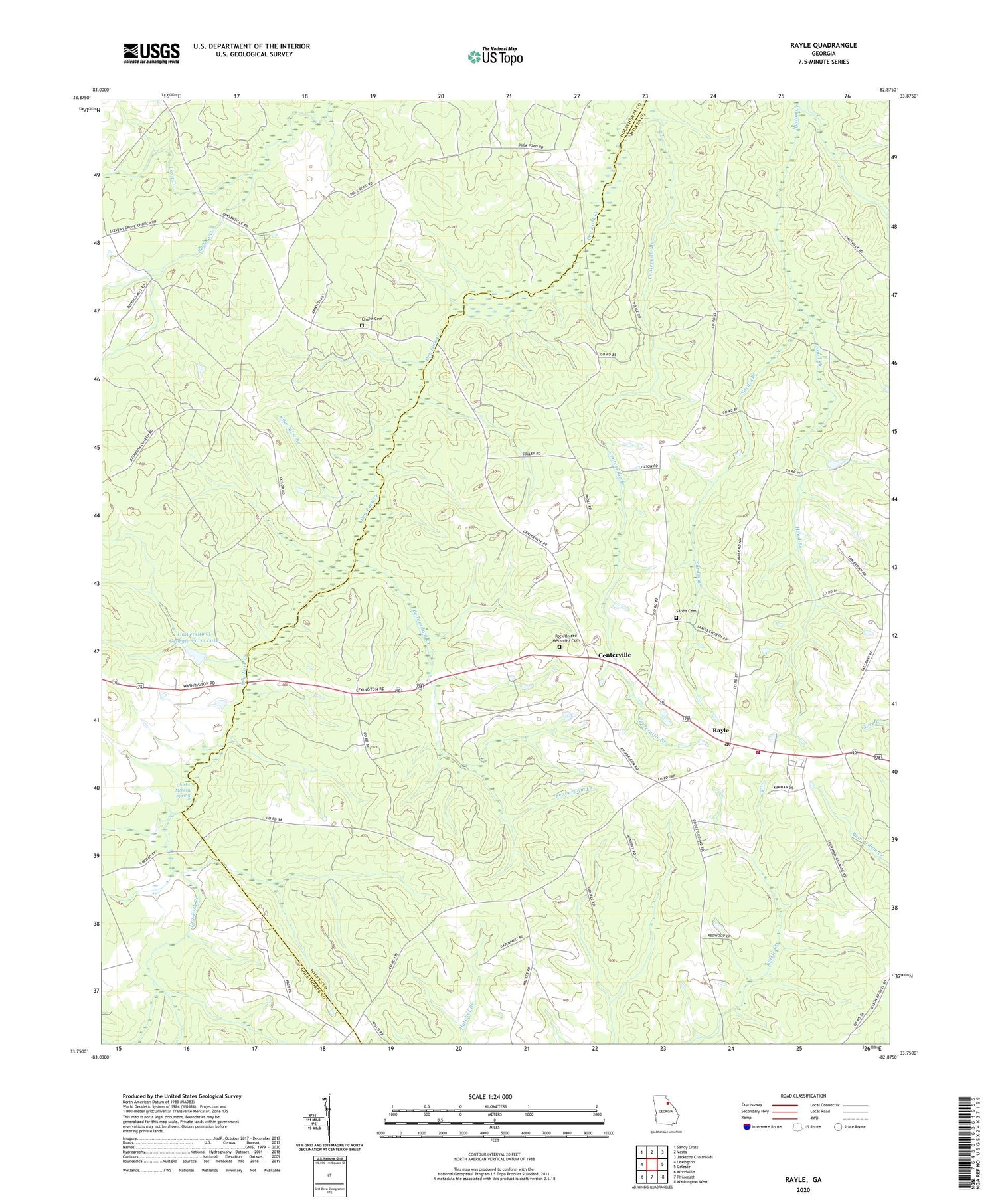 Rayle Georgia US Topo Map Image