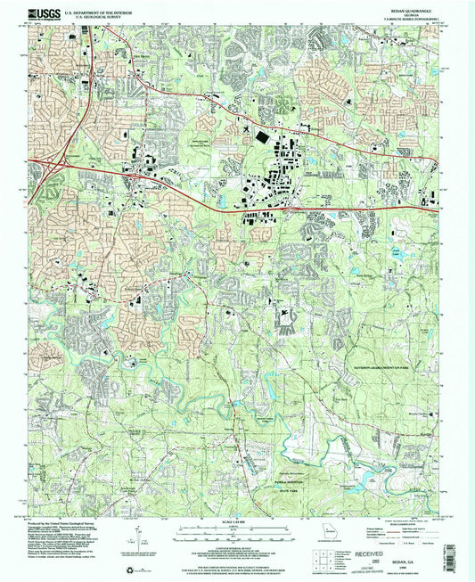 Classic USGS Redan Georgia 7.5'x7.5' Topo Map Image