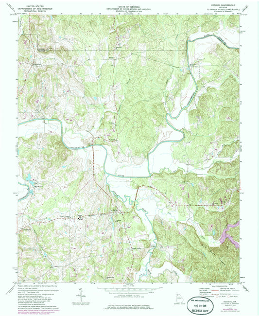Classic USGS Redbud Georgia 7.5'x7.5' Topo Map Image