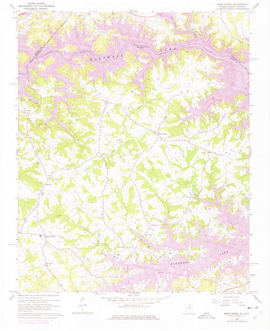 Classic USGS Reed Creek Georgia 7.5'x7.5' Topo Map Image