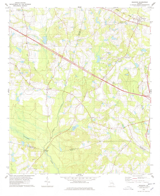 Classic USGS Register Georgia 7.5'x7.5' Topo Map Image