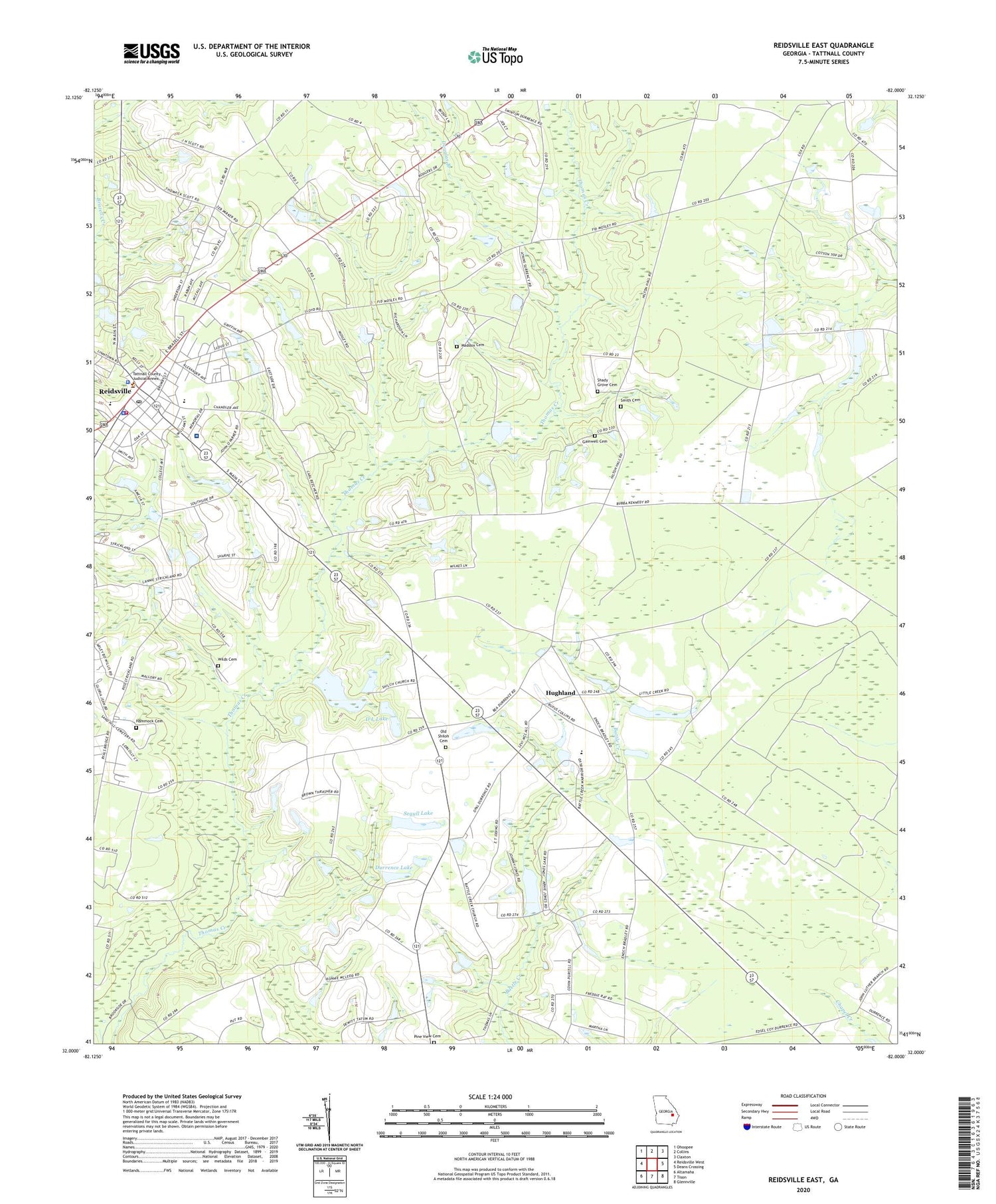 Reidsville East Georgia US Topo Map Image
