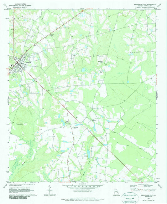 Classic USGS Reidsville East Georgia 7.5'x7.5' Topo Map Image