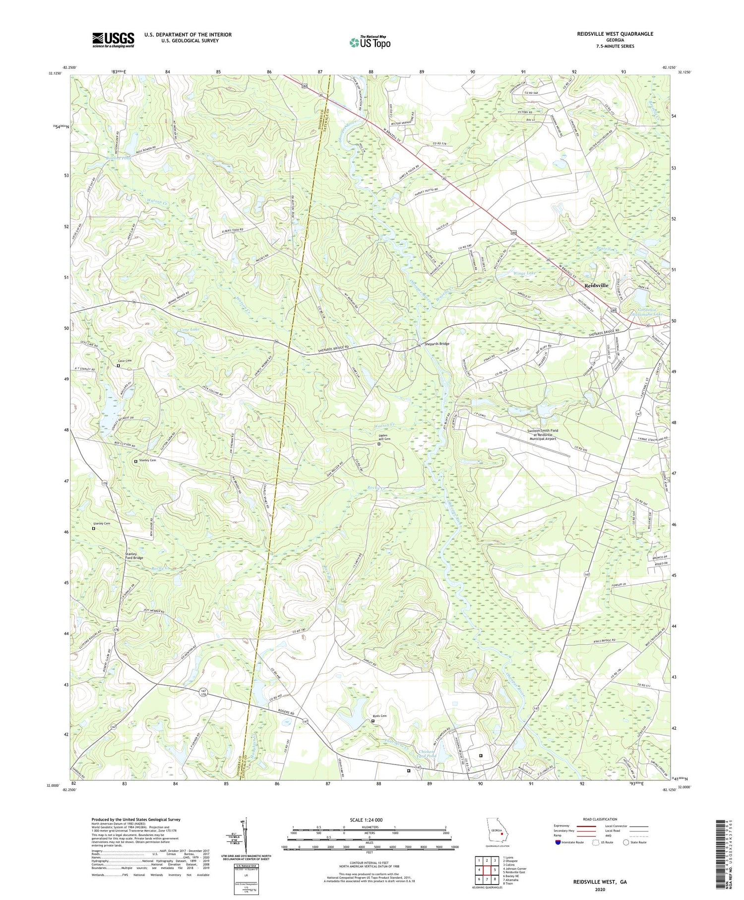 Reidsville West Georgia US Topo Map Image