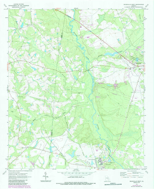 Classic USGS Reidsville West Georgia 7.5'x7.5' Topo Map Image