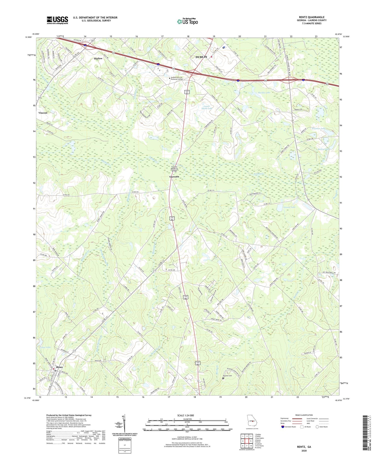 Rentz Georgia US Topo Map Image
