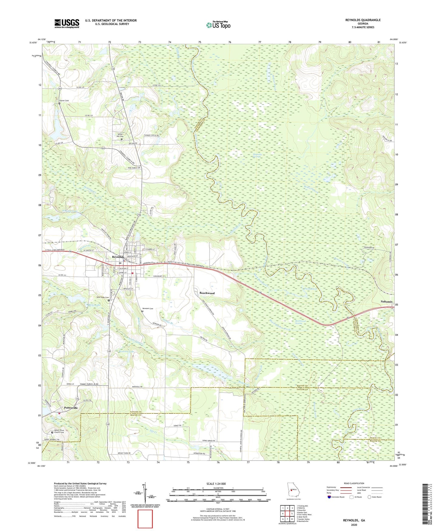 Reynolds Georgia US Topo Map Image