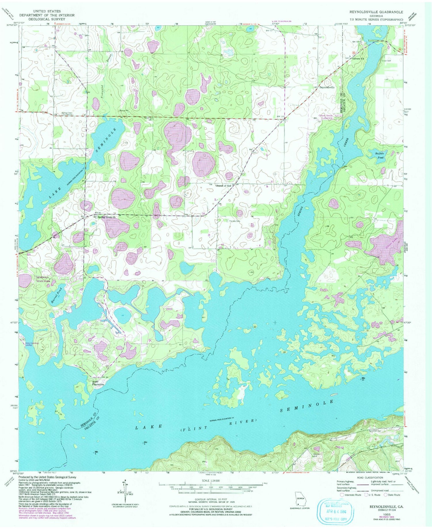 Classic USGS Reynoldsville Georgia 7.5'x7.5' Topo Map Image