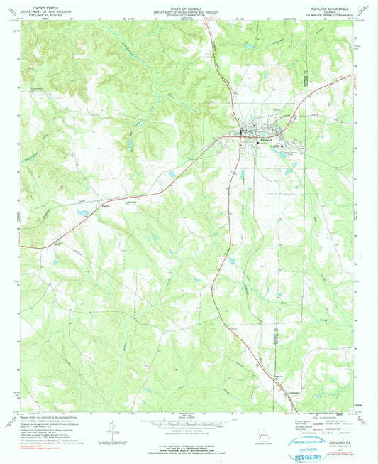 Classic USGS Richland Georgia 7.5'x7.5' Topo Map Image