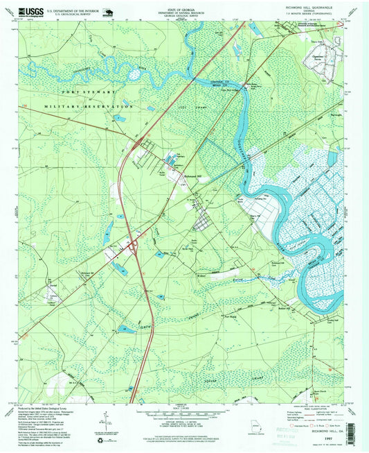 Classic USGS Richmond Hill Georgia 7.5'x7.5' Topo Map Image