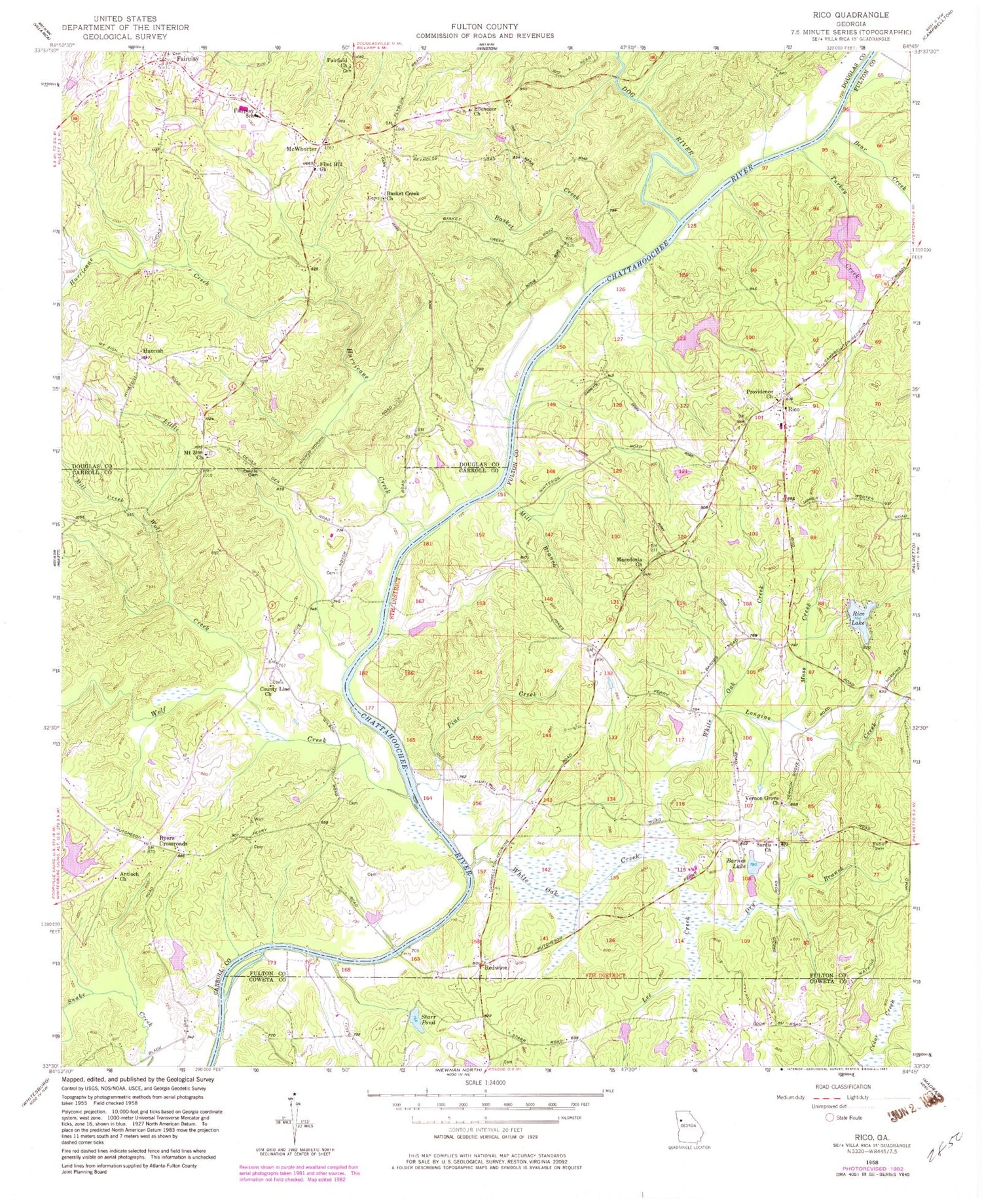 Classic USGS Rico Georgia 7.5'x7.5' Topo Map Image