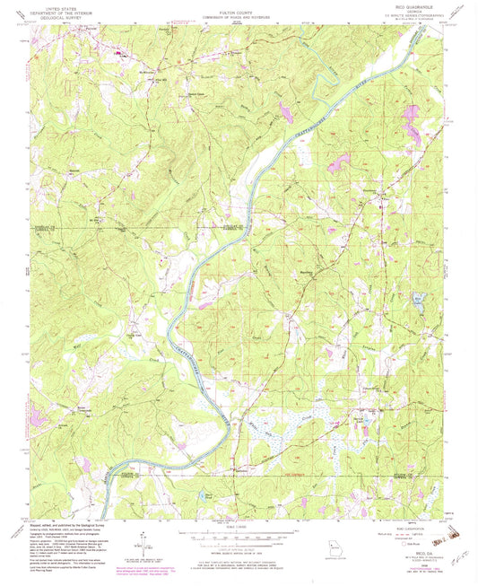 Classic USGS Rico Georgia 7.5'x7.5' Topo Map Image