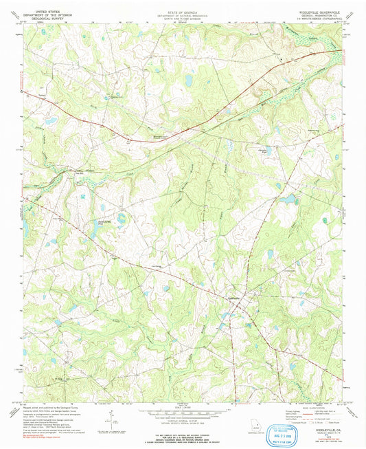 Classic USGS Riddleville Georgia 7.5'x7.5' Topo Map Image