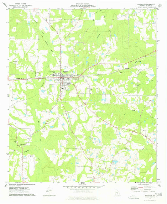 Classic USGS Rochelle Georgia 7.5'x7.5' Topo Map Image