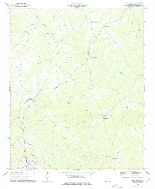 Classic USGS Rock Branch Georgia 7.5'x7.5' Topo Map Image