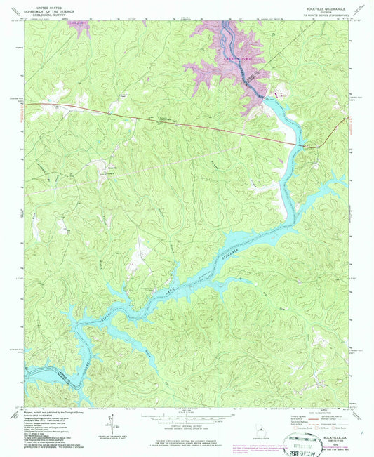 Classic USGS Rockville Georgia 7.5'x7.5' Topo Map Image