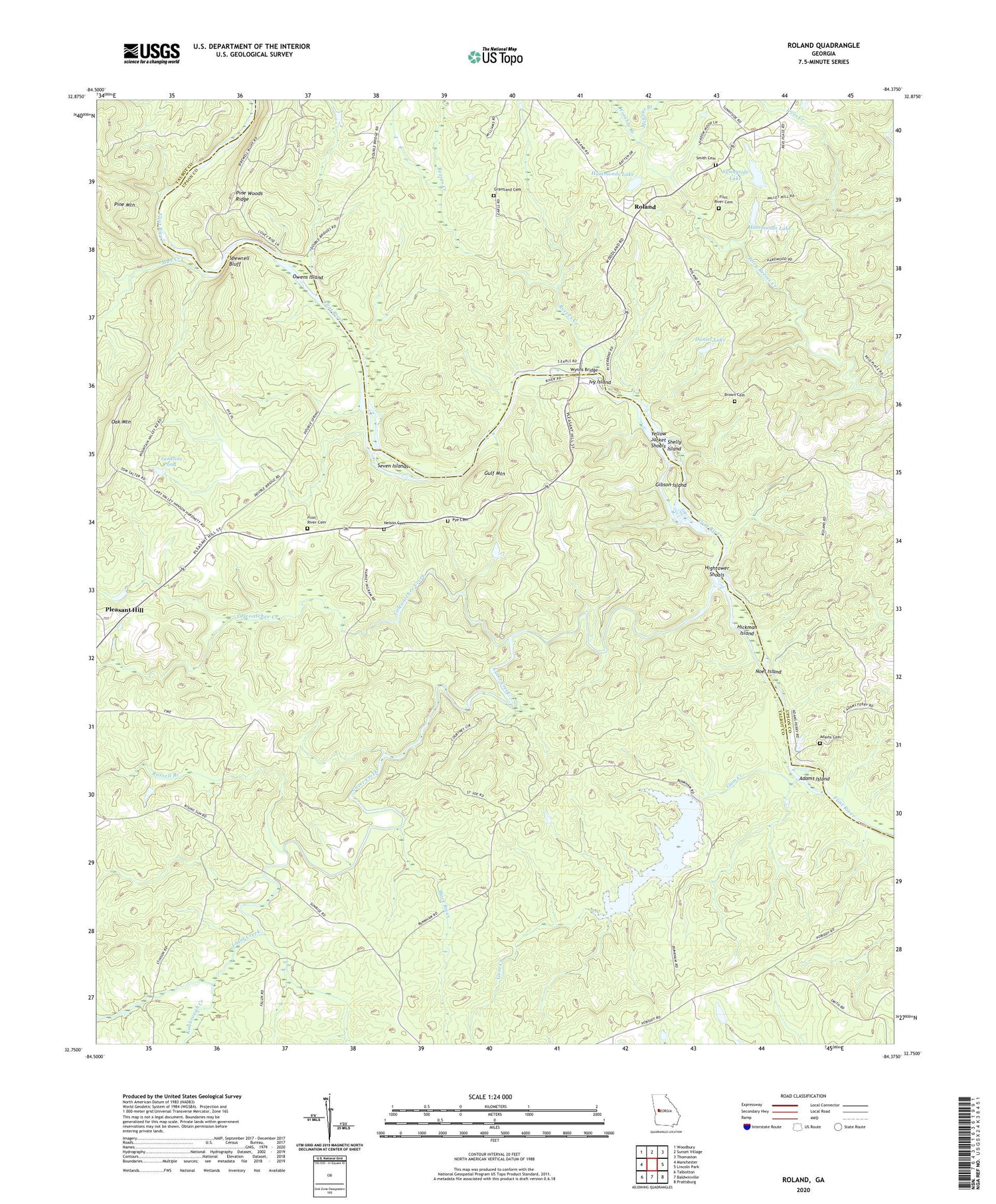 Roland Georgia US Topo Map Image