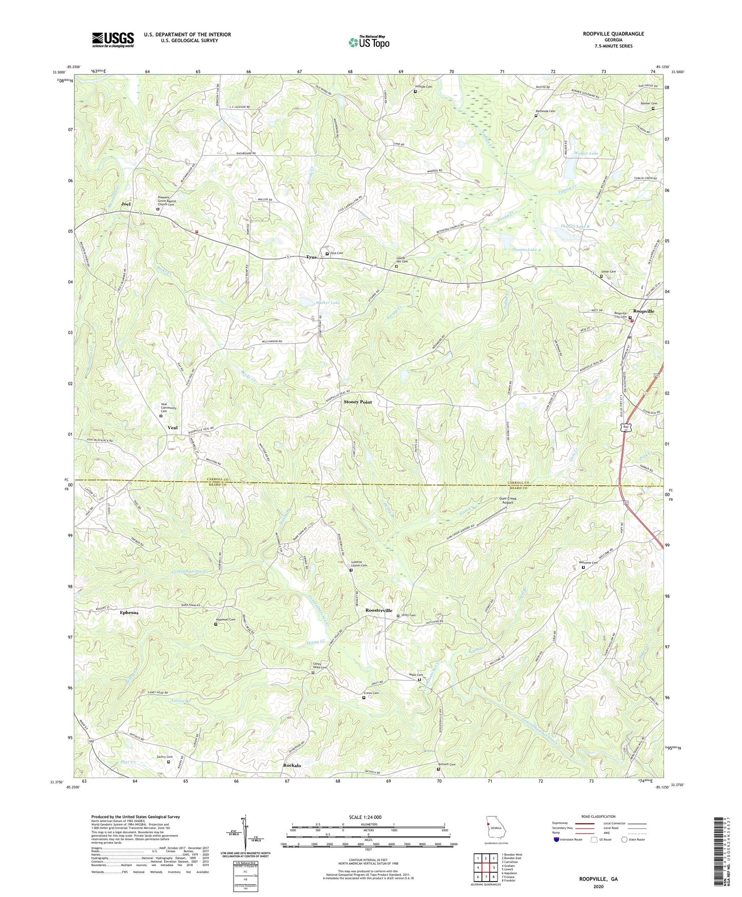 Roopville Georgia US Topo Map Image
