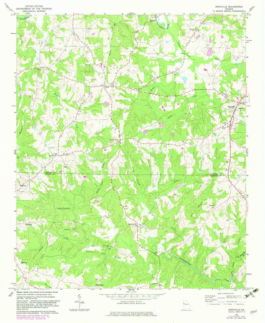 Classic USGS Roopville Georgia 7.5'x7.5' Topo Map Image