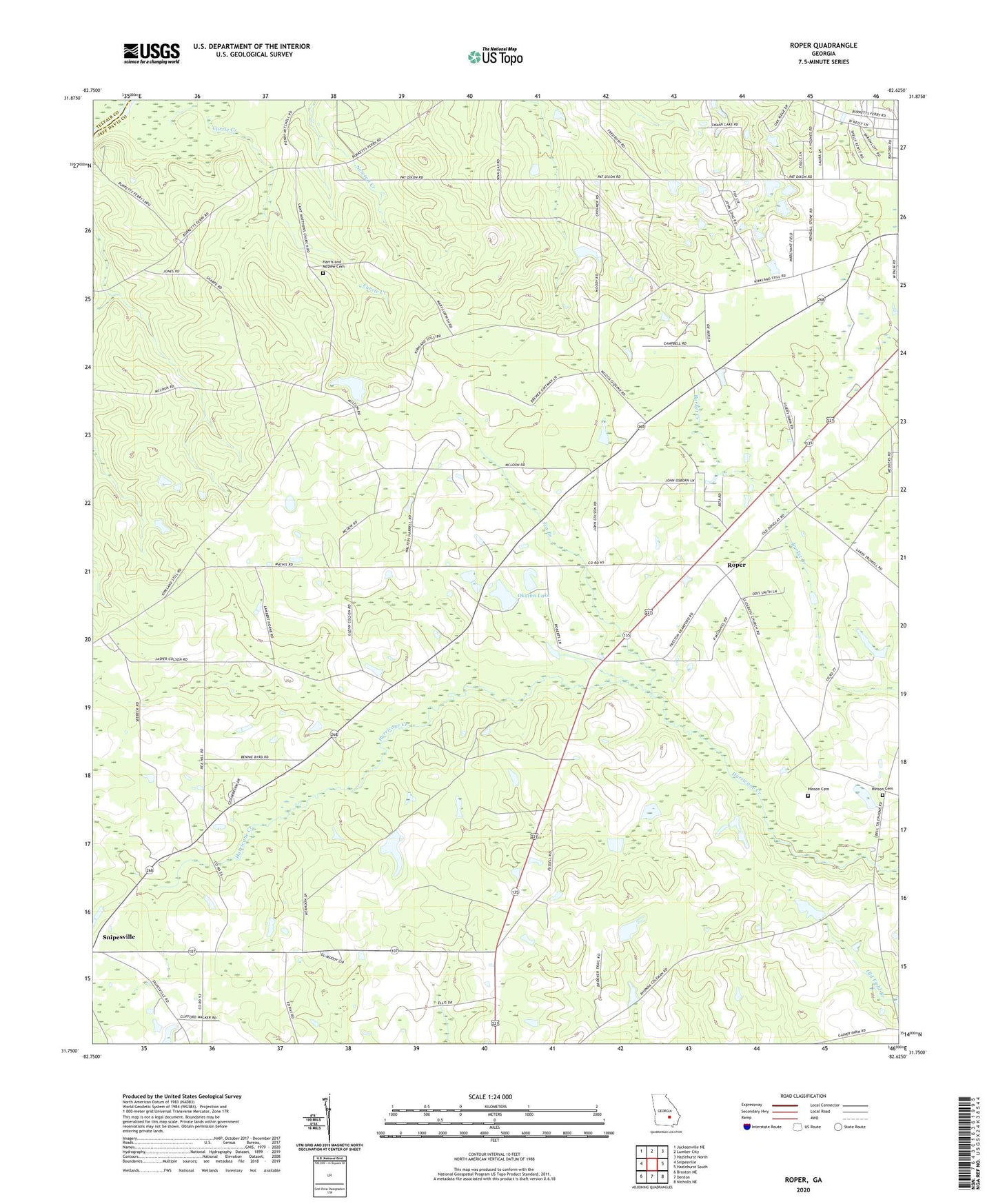 Roper Georgia US Topo Map Image