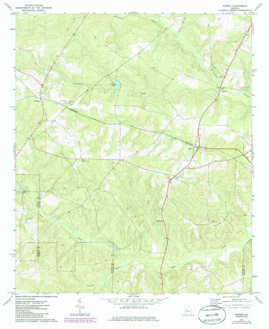 Classic USGS Rupert Georgia 7.5'x7.5' Topo Map Image