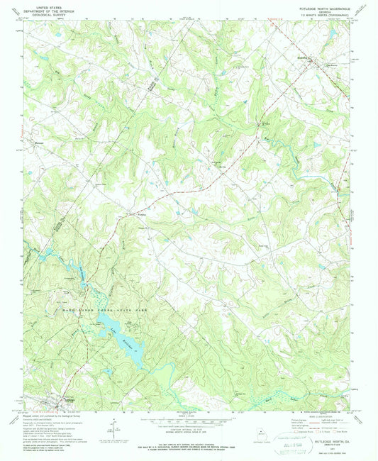 Classic USGS Rutledge North Georgia 7.5'x7.5' Topo Map Image