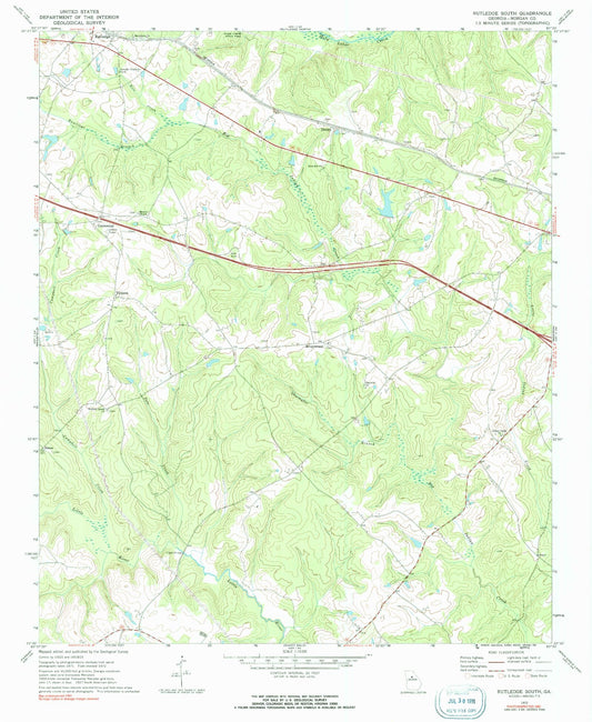 Classic USGS Rutledge South Georgia 7.5'x7.5' Topo Map Image