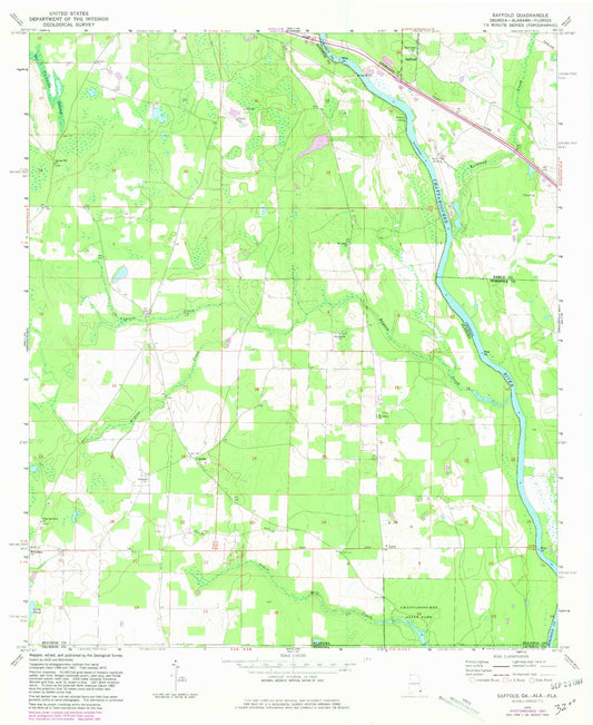 Classic USGS Saffold Georgia 7.5'x7.5' Topo Map Image
