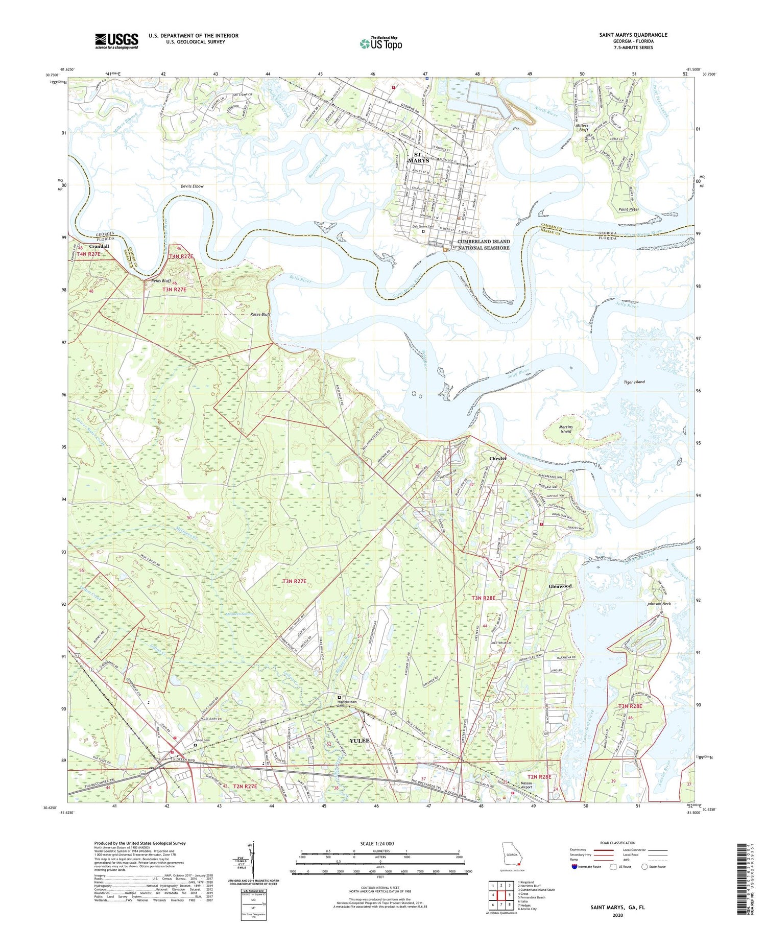 Saint Marys Georgia US Topo Map Image