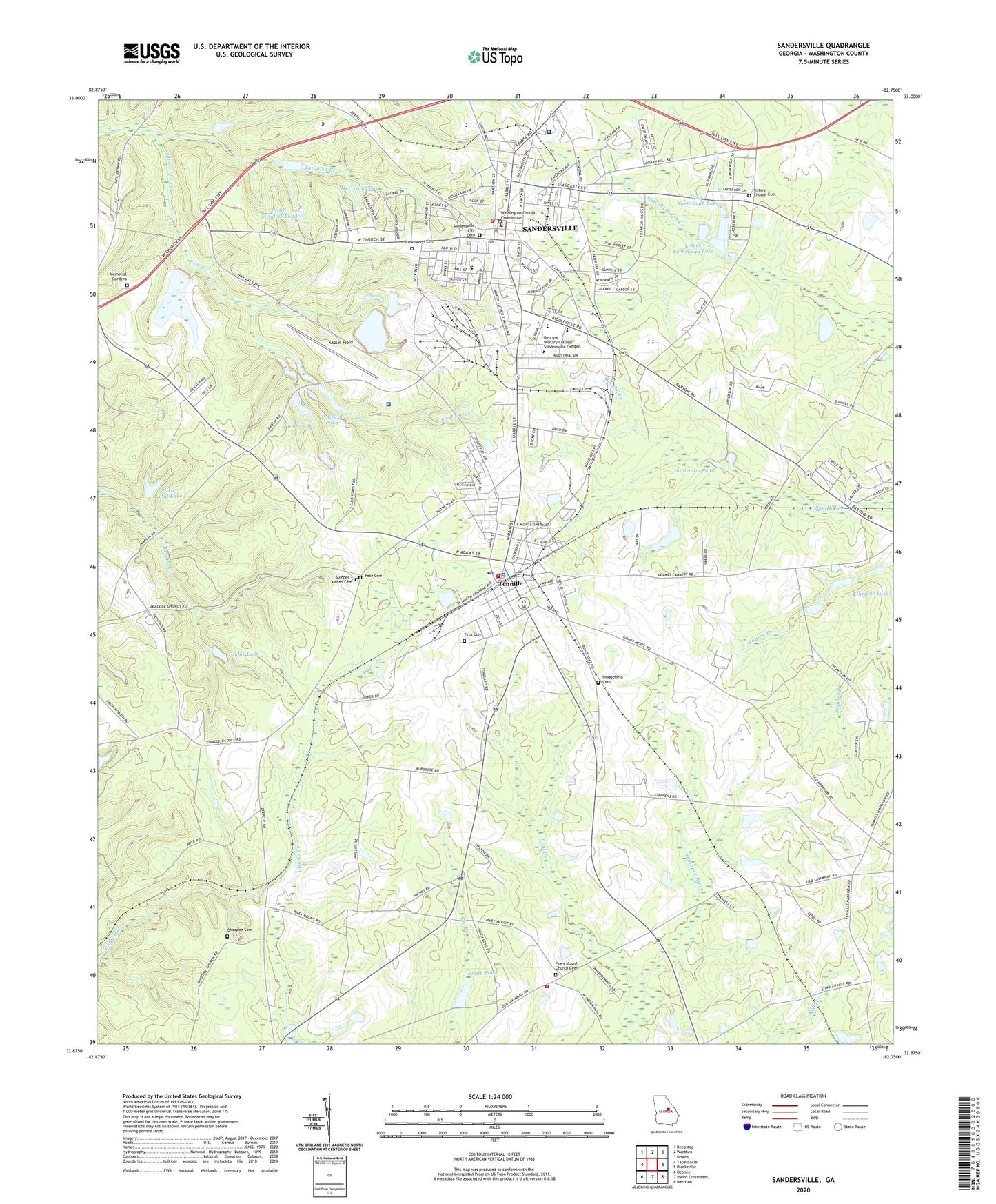 Sandersville Georgia US Topo Map Image