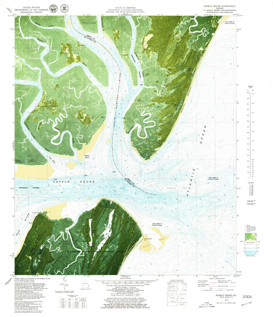 Classic USGS Sapelo Sound Georgia 7.5'x7.5' Topo Map Image