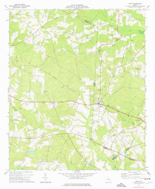Classic USGS Scott Georgia 7.5'x7.5' Topo Map Image