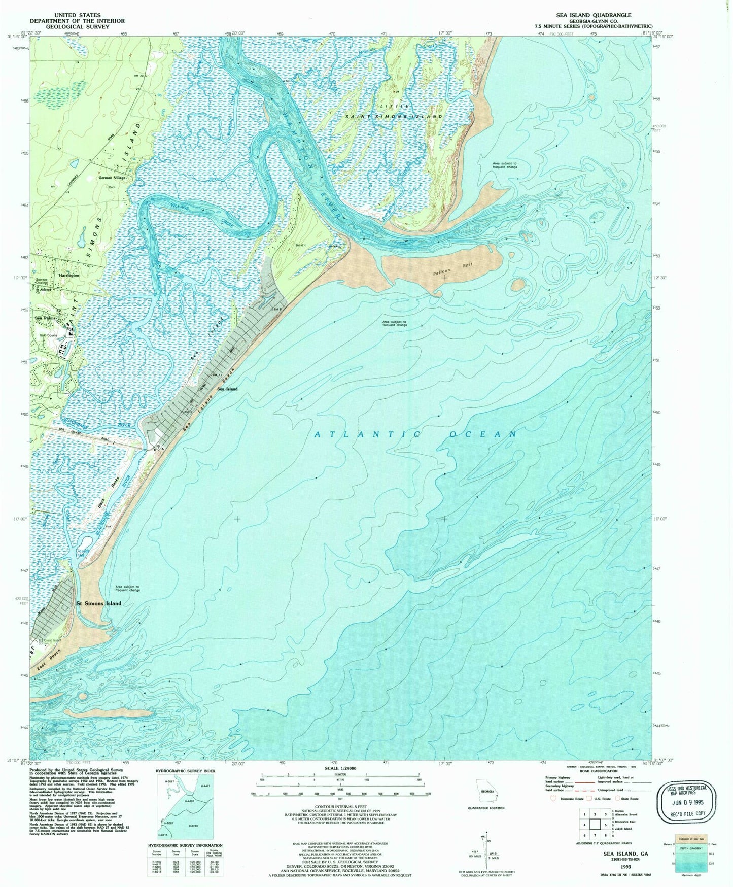 USGS Classic Sea Island Georgia 7.5'x7.5' Topo Map Image