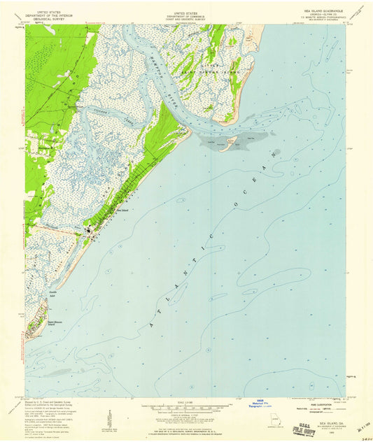 USGS Classic Sea Island Georgia 7.5'x7.5' Topo Map Image