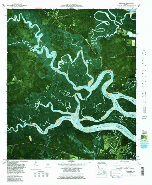 Classic USGS Seabrook Georgia 7.5'x7.5' Topo Map Image