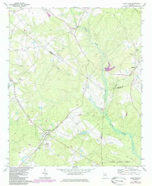 Classic USGS Shady Dale Georgia 7.5'x7.5' Topo Map Image