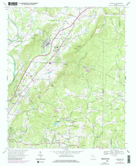 Classic USGS Shannon Georgia 7.5'x7.5' Topo Map Image