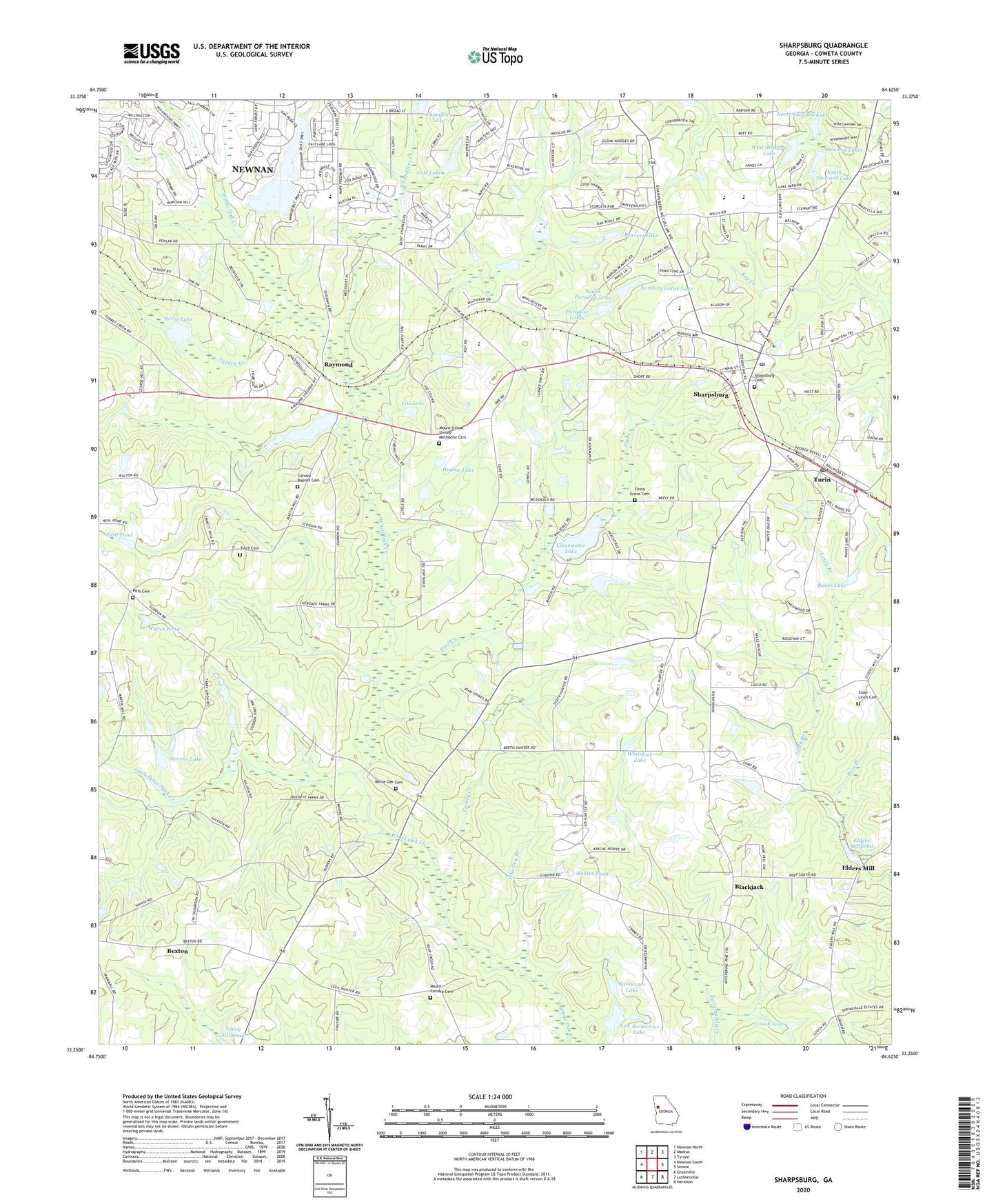 Sharpsburg Georgia US Topo Map Image