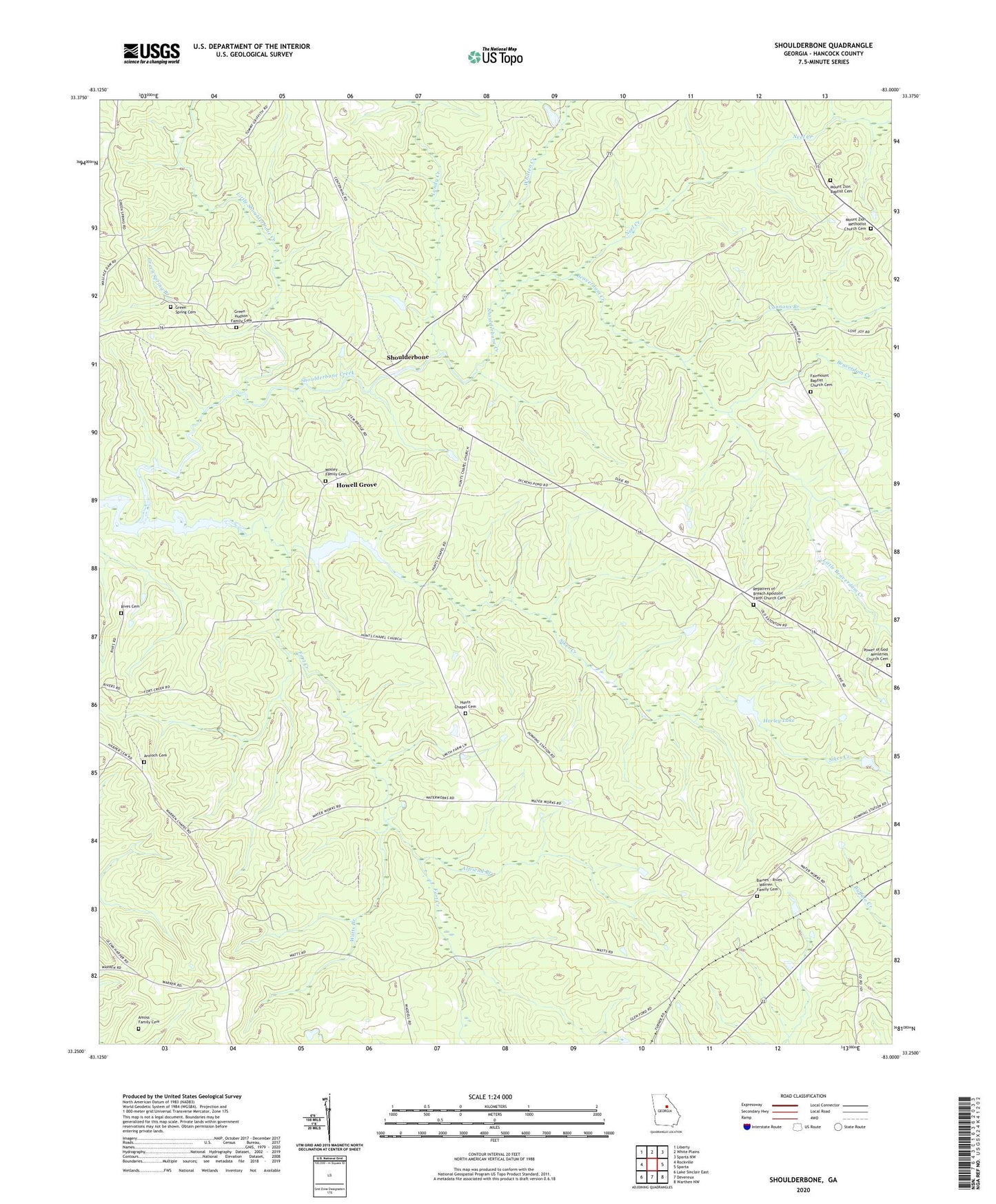 Shoulderbone Georgia US Topo Map Image