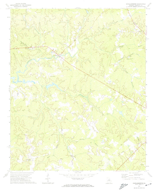 Classic USGS Shoulderbone Georgia 7.5'x7.5' Topo Map Image