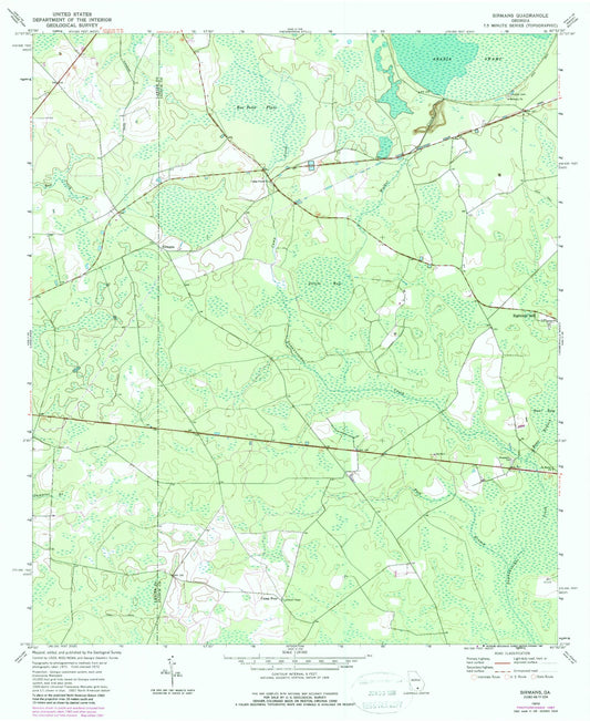 Classic USGS Sirmans Georgia 7.5'x7.5' Topo Map Image