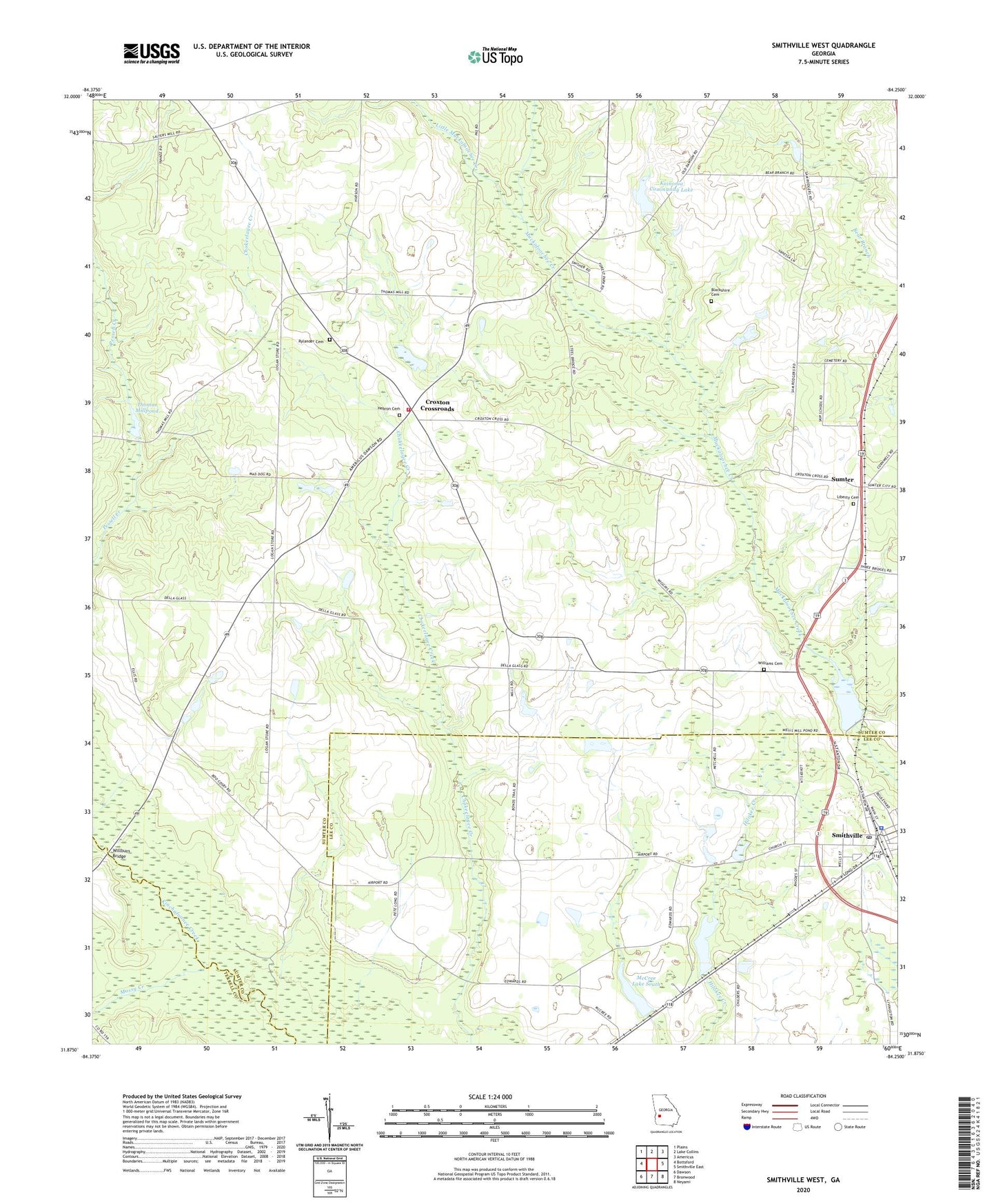 Smithville West Georgia US Topo Map Image