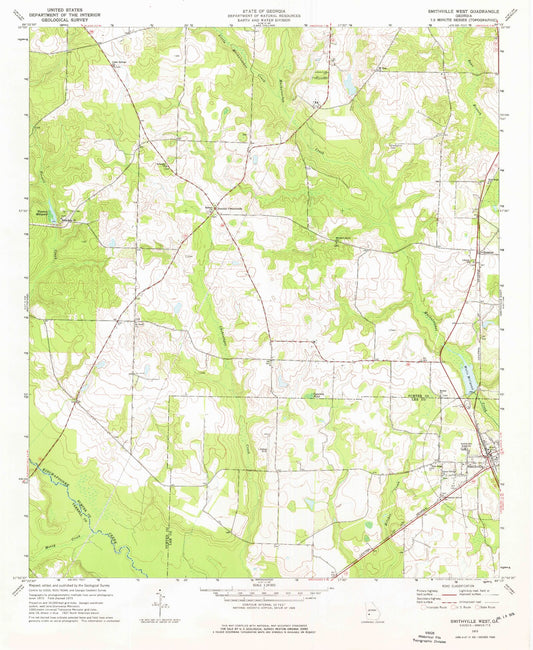 Classic USGS Smithville West Georgia 7.5'x7.5' Topo Map Image