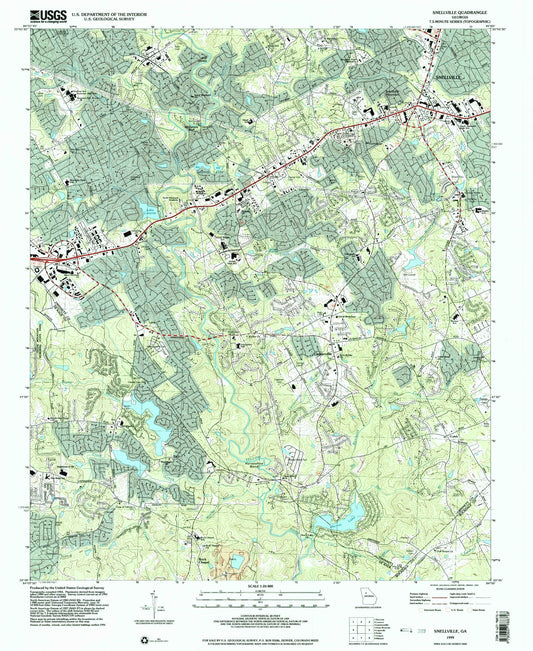 Classic USGS Snellville Georgia 7.5'x7.5' Topo Map Image