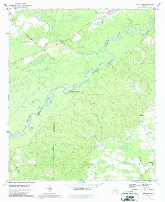 Classic USGS Snipesville Georgia 7.5'x7.5' Topo Map Image
