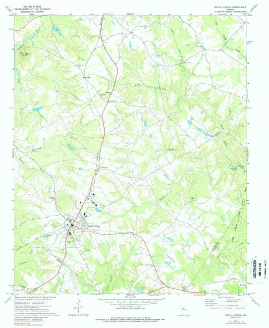 Classic USGS Social Circle Georgia 7.5'x7.5' Topo Map Image