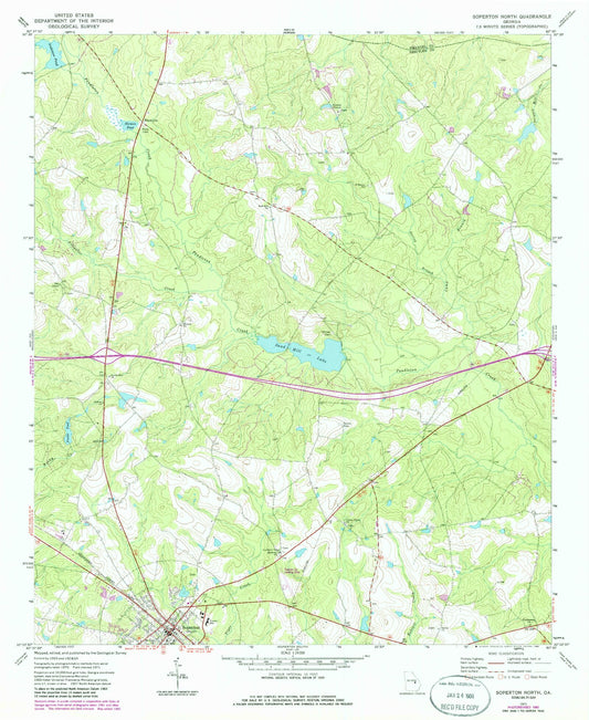 Classic USGS Soperton North Georgia 7.5'x7.5' Topo Map Image