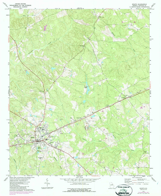 Classic USGS Sparta Georgia 7.5'x7.5' Topo Map Image